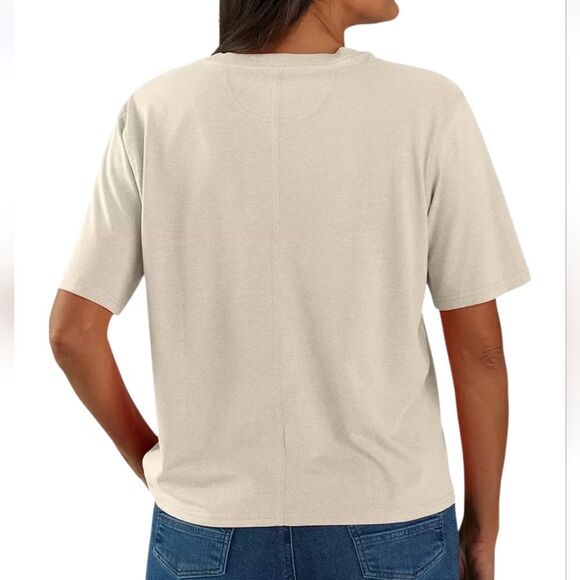 Carhartt Women's Heather Beige Pocket T-Shirt Size 1X (16W-18W) - Picture 3 of 9